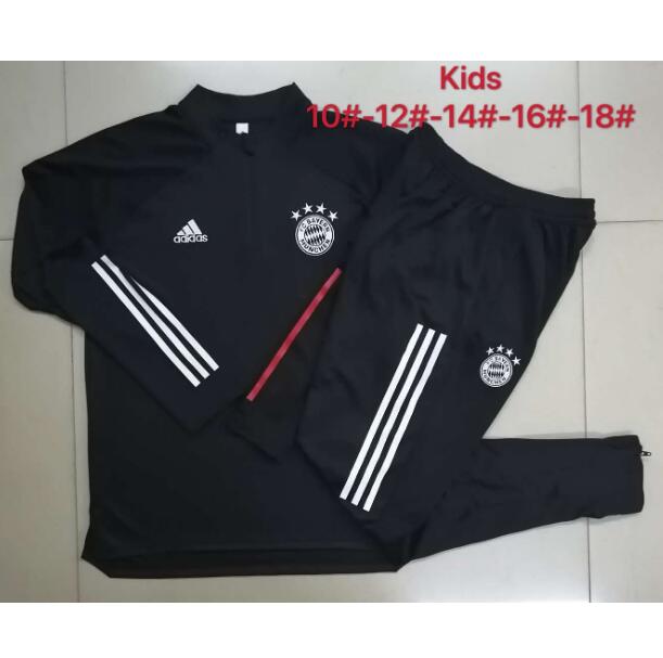 Kids Bayern Munich Black Sweatshirt and Pants Training Kits 2020/21